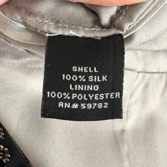 Adrianna Papell Evening 100% Silk Chiffon Beaded Fit N Flare Dress Womens Size 8 - Picture 10 of 10